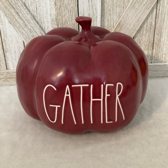 Rae Dunn Gather Pumpkin in Burgundy - Picture 1 of 5